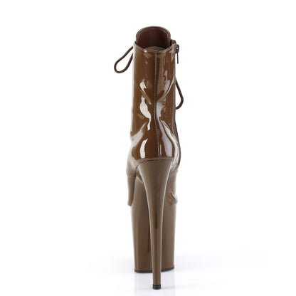 FLAMINGO-1021 8" Heel, 4" PF Peep Toe Lace-Up Ankle Boot, Side Zip