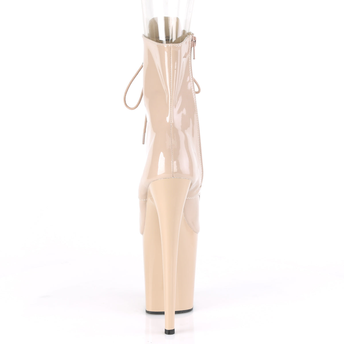 FLAMINGO-1021 8" Heel, 4" PF Peep Toe Lace-Up Ankle Boot, Side Zip
