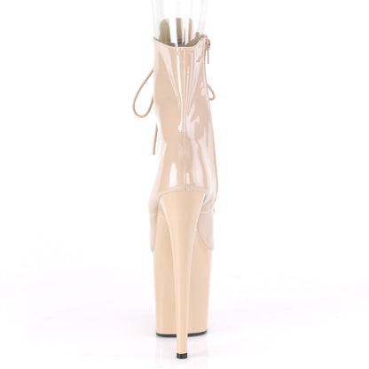 FLAMINGO-1021 8" Heel, 4" PF Peep Toe Lace-Up Ankle Boot, Side Zip