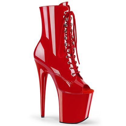 FLAMINGO-1021 8" Heel, 4" PF Peep Toe Lace-Up Ankle Boot, Side Zip
