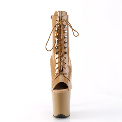 FLAMINGO-1021 8" Heel, 4" PF Peep Toe Lace-up Ankle Boot, Side Zip