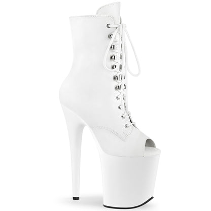 FLAMINGO-1021 *8" Heel, 4" PF Peep Toe Lace-up Ankle Boot, Side Zip