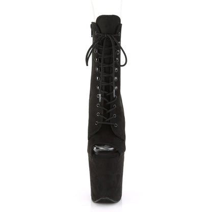 FLAMINGO-1021FS 8" Heel, 4" PF Peep Toe Lace-Up Ankle Boot, Side Zip