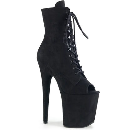 FLAMINGO-1021FS 8" Heel, 4" PF Peep Toe Lace-Up Ankle Boot, Side Zip