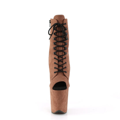 FLAMINGO-1021FS 8" Heel, 4" PF Peep Toe Lace-Up Ankle Boot, Side Zip