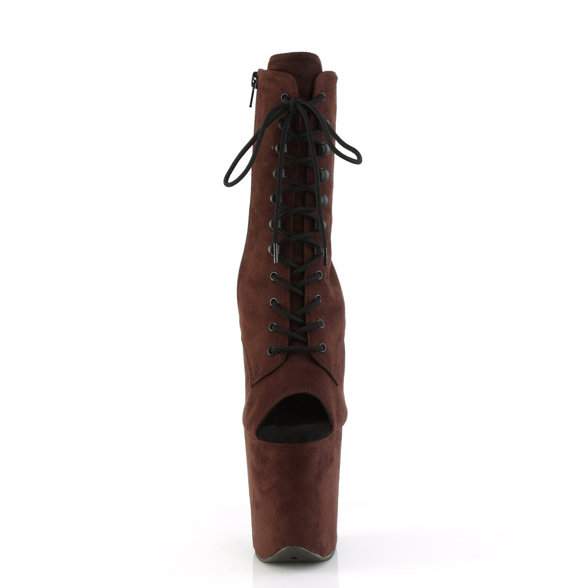 FLAMINGO-1021FS 8" Heel, 4" PF Peep Toe Lace-Up Ankle Boot, Side Zip