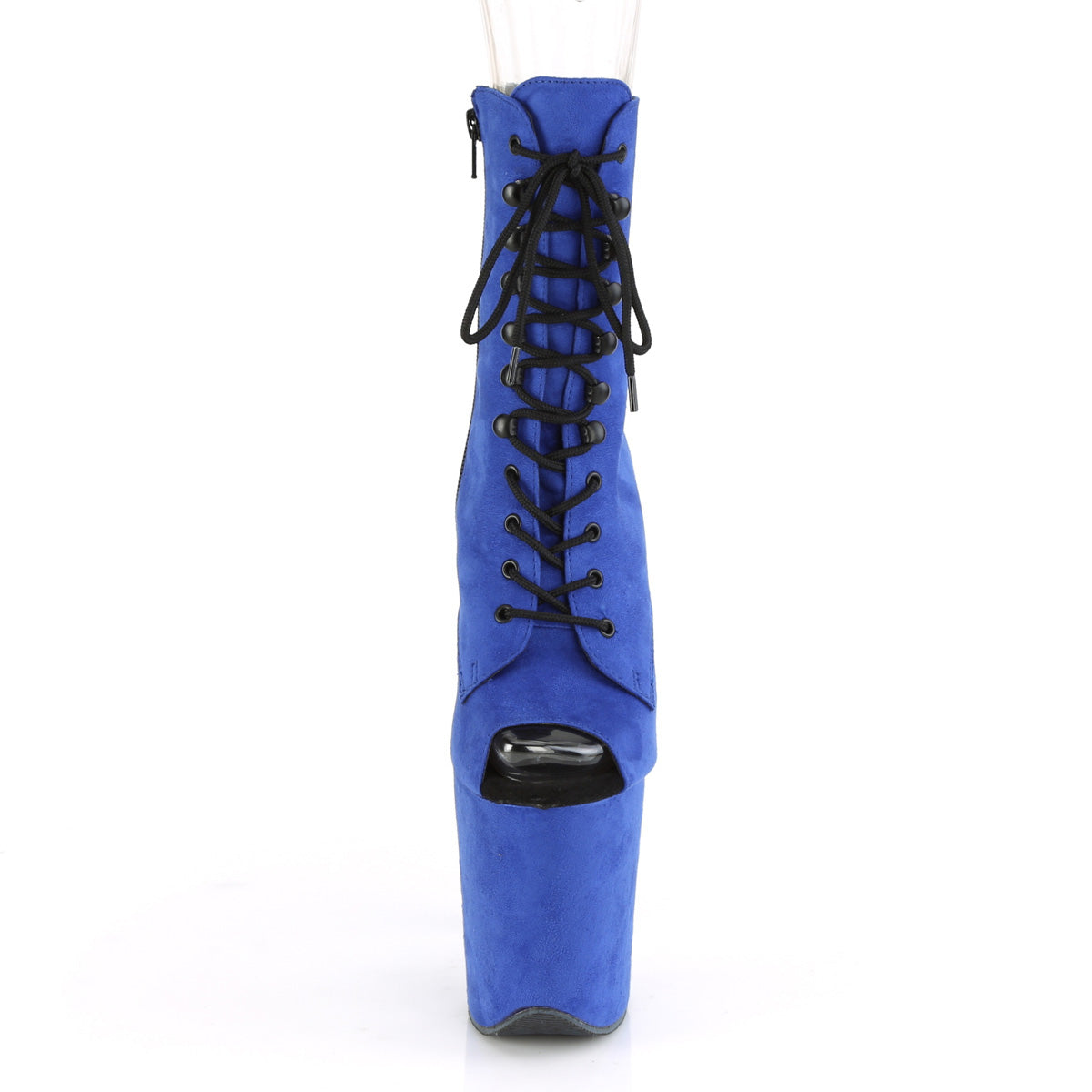 FLAMINGO-1021FS *8" Heel, 4" PF Peep Toe Lace-Up Ankle Boot, Side Zip