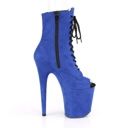 FLAMINGO-1021FS *8" Heel, 4" PF Peep Toe Lace-Up Ankle Boot, Side Zip