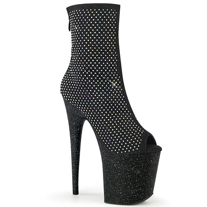 FLAMINGO-1031GM *8" Heel, 4" PF Peep Toe Ankle Boot, Back Zip