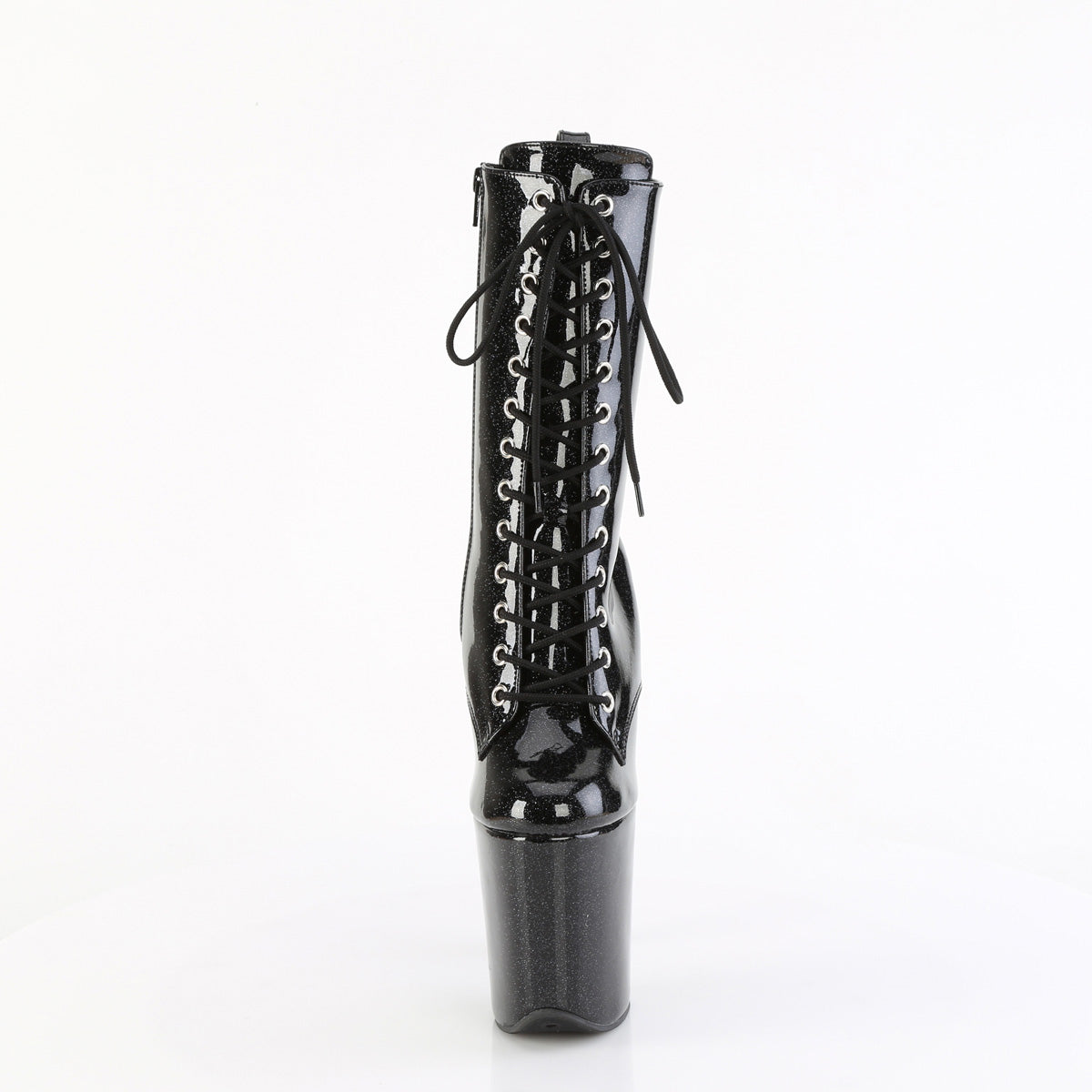 FLAMINGO-1040GP 8" Heel, 4" PF Lace Up Front Ankle Boot, Side Zip