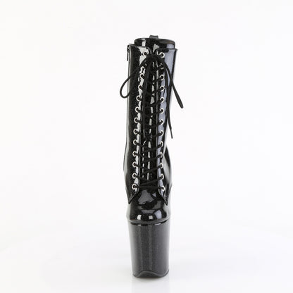 FLAMINGO-1040GP 8" Heel, 4" PF Lace Up Front Ankle Boot, Side Zip