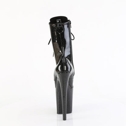 FLAMINGO-1040GP 8" Heel, 4" PF Lace Up Front Ankle Boot, Side Zip
