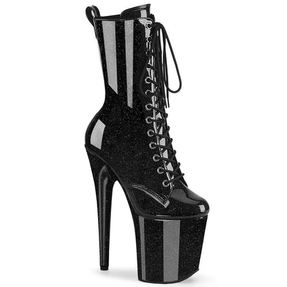 FLAMINGO-1040GP 8" Heel, 4" PF Lace Up Front Ankle Boot, Side Zip