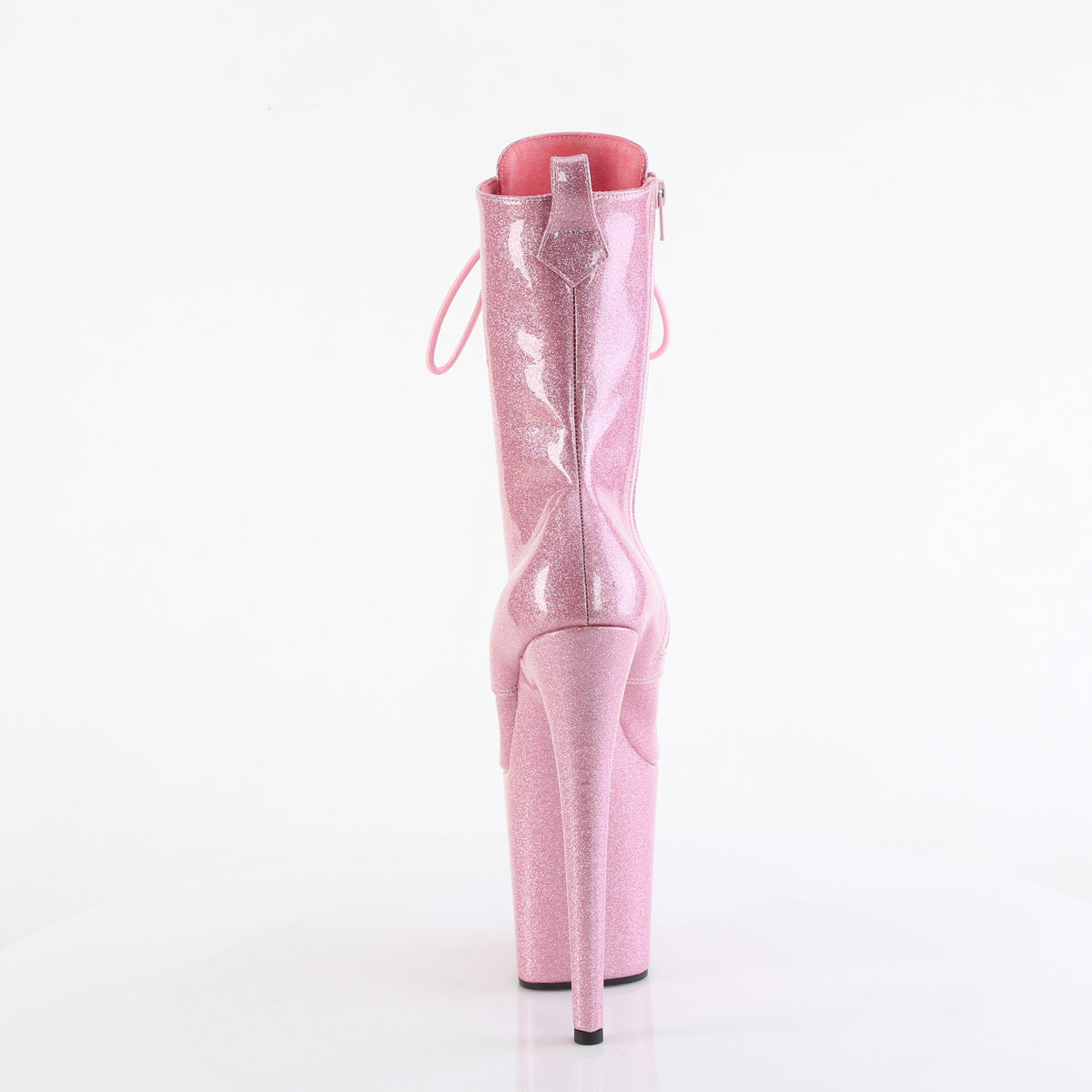 FLAMINGO-1040GP 8" Heel, 4" PF Lace Up Front Ankle Boot, Side Zip