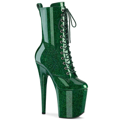 FLAMINGO-1040GP 8" Heel, 4" PF Lace Up Front Ankle Boot, Side Zip