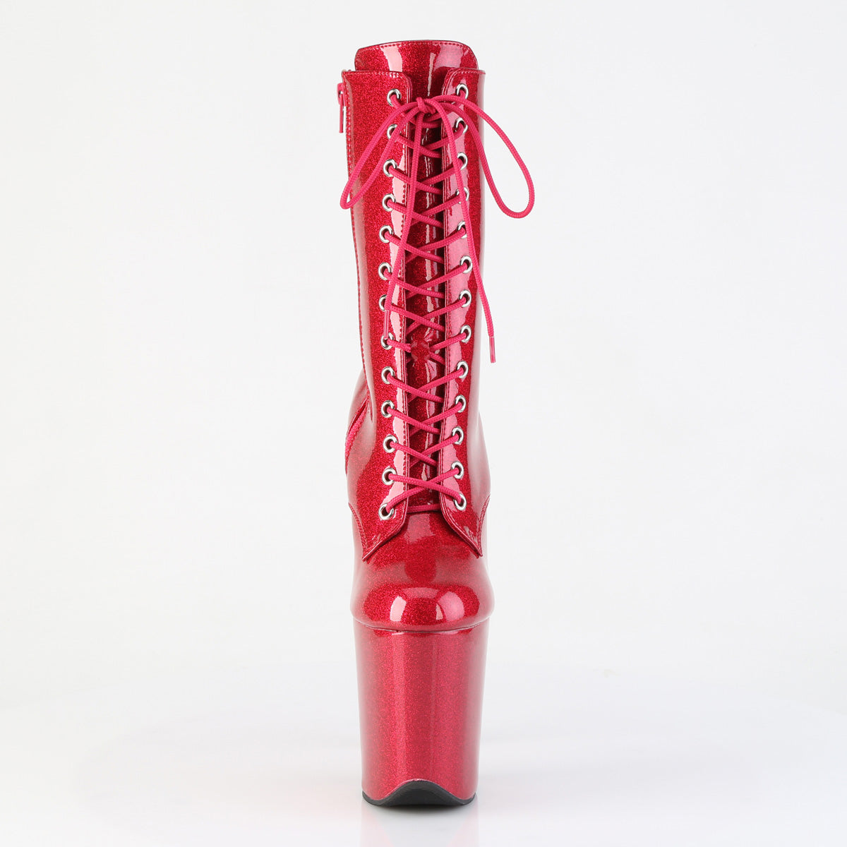 FLAMINGO-1040GP 8" Heel, 4" PF Lace Up Front Ankle Boot, Side Zip