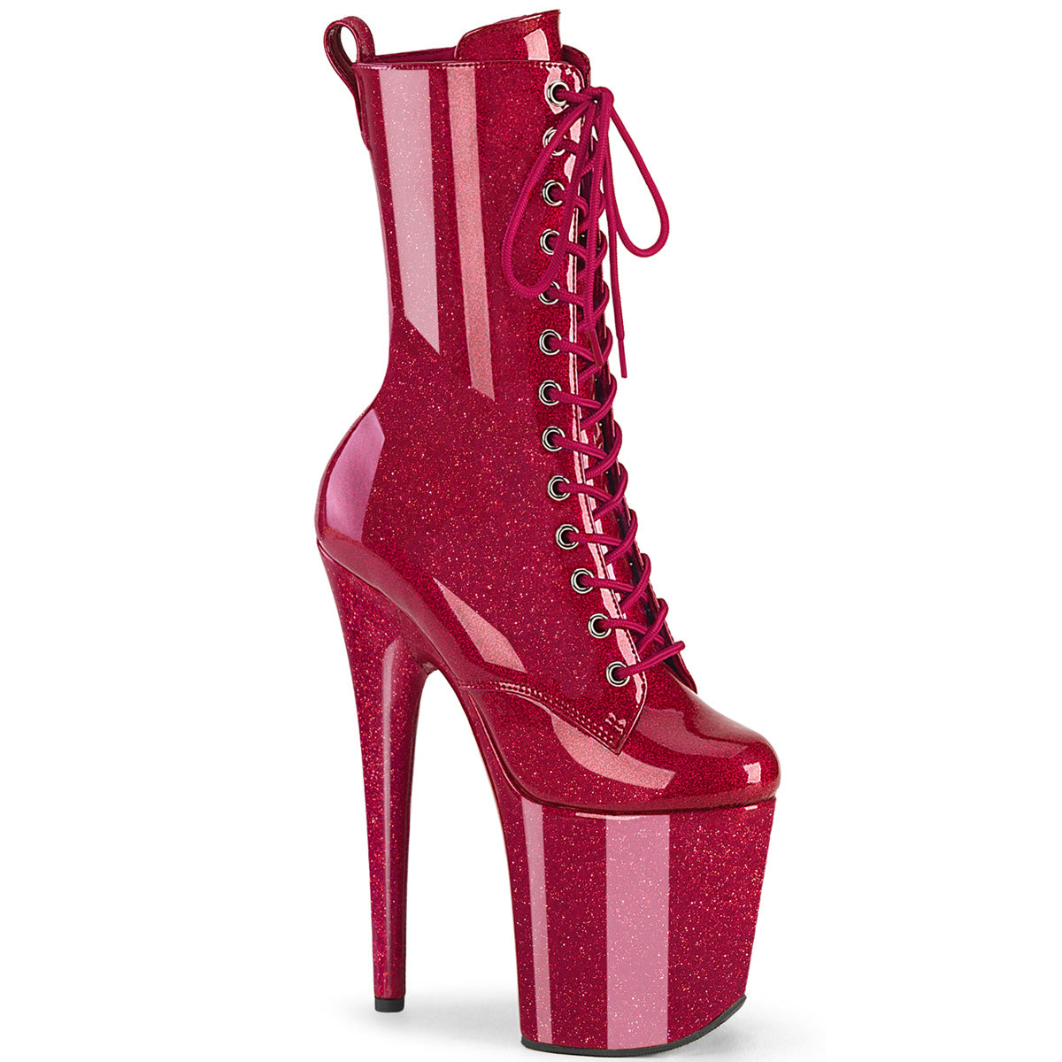 FLAMINGO-1040GP 8" Heel, 4" PF Lace Up Front Ankle Boot, Side Zip