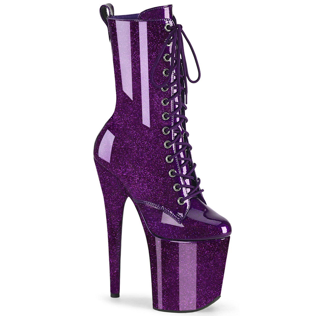 FLAMINGO-1040GP 8" Heel, 4" PF Lace Up Front Ankle Boot, Side Zip