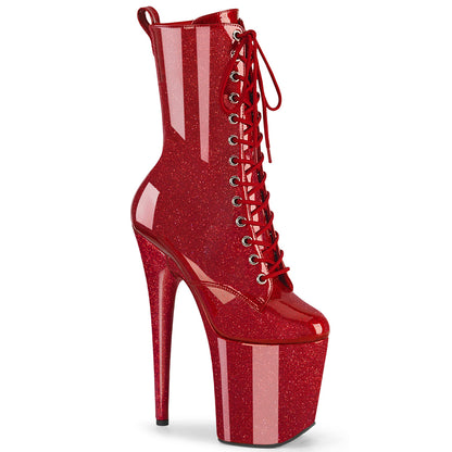 FLAMINGO-1040GP 8" Heel, 4" PF Lace Up Front Ankle Boot, Side Zip