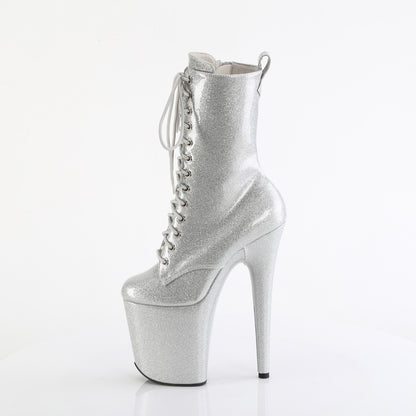 FLAMINGO-1040GP 8" Heel, 4" PF Lace Up Front Ankle Boot, Side Zip