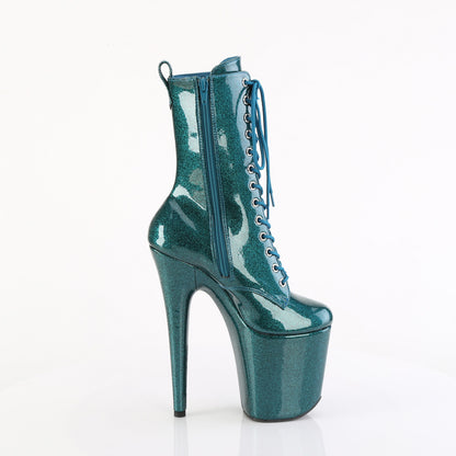 FLAMINGO-1040GP 8" Heel, 4" PF Lace Up Front Ankle Boot, Side Zip