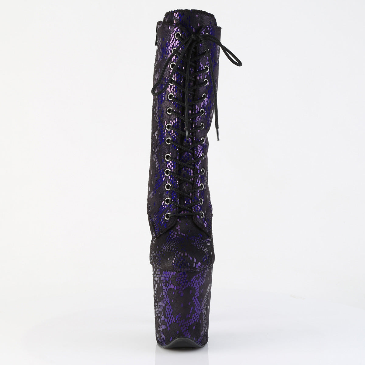 FLAMINGO-1040SPF *8" Heel, 4" PF Lace-Up Front Ankle Boot, Side Zip