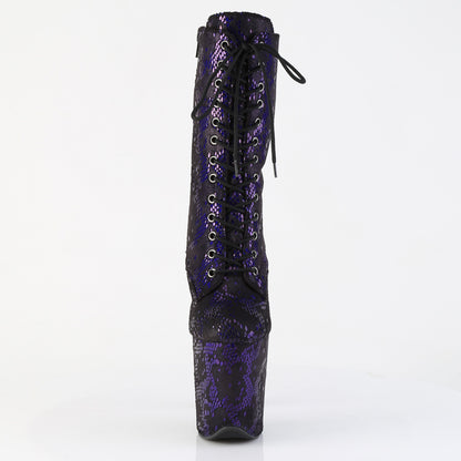 FLAMINGO-1040SPF *8" Heel, 4" PF Lace-Up Front Ankle Boot, Side Zip