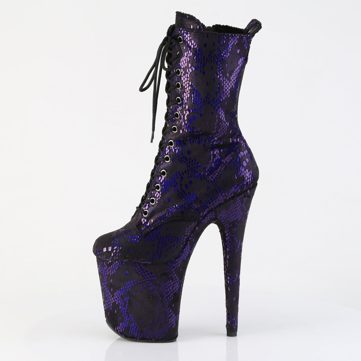 FLAMINGO-1040SPF *8" Heel, 4" PF Lace-Up Front Ankle Boot, Side Zip