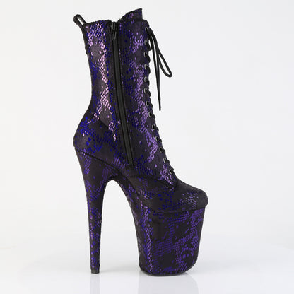 FLAMINGO-1040SPF *8" Heel, 4" PF Lace-Up Front Ankle Boot, Side Zip