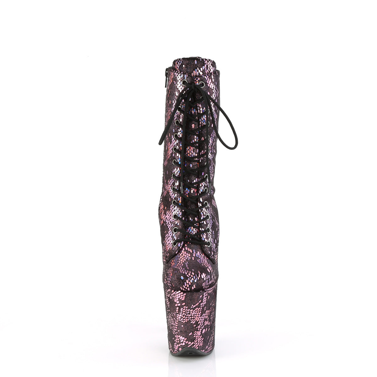 FLAMINGO-1040SPF *8" Heel, 4" PF Lace-Up Front Ankle Boot, Side Zip