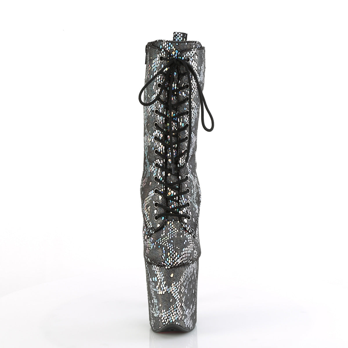 FLAMINGO-1040SPF *8" Heel, 4" PF Lace-Up Front Ankle Boot, Side Zip