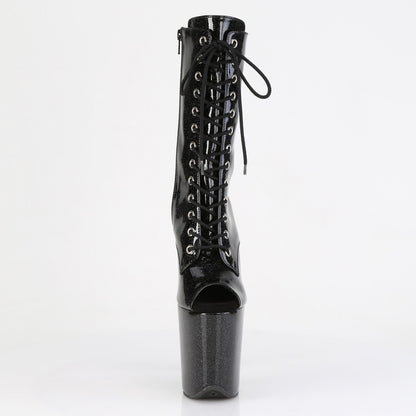 FLAMINGO-1041GP **8" Heel, 4" PF Peep Toe Lace-Up Ankle Boot, Side Zip