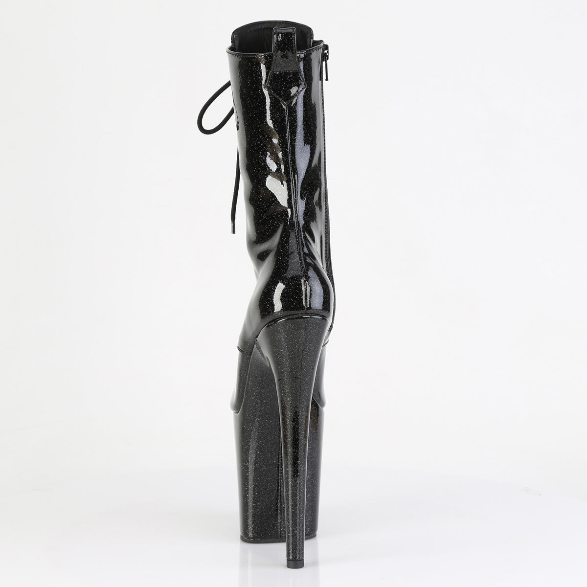 FLAMINGO-1041GP **8" Heel, 4" PF Peep Toe Lace-Up Ankle Boot, Side Zip