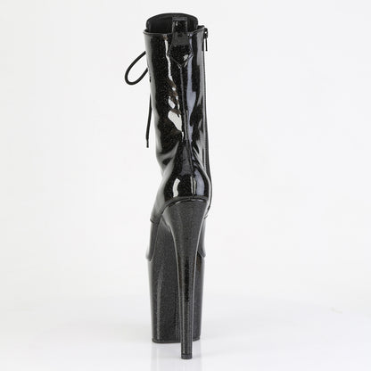 FLAMINGO-1041GP **8" Heel, 4" PF Peep Toe Lace-Up Ankle Boot, Side Zip