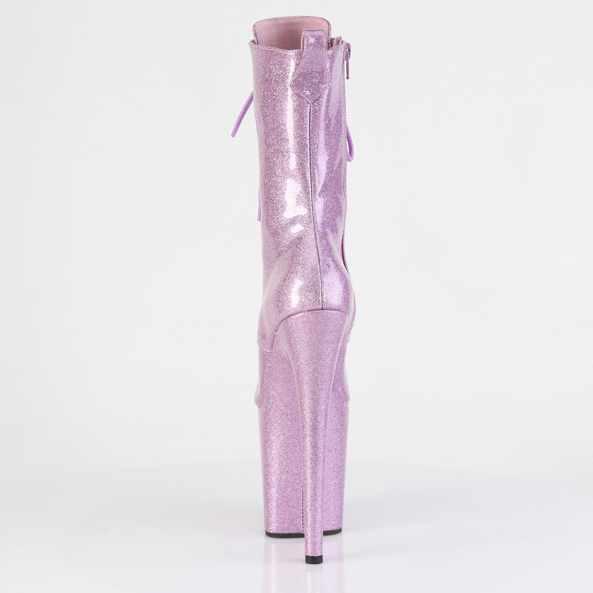FLAMINGO-1041GP **8" Heel, 4" PF Peep Toe Lace-Up Ankle Boot, Side Zip