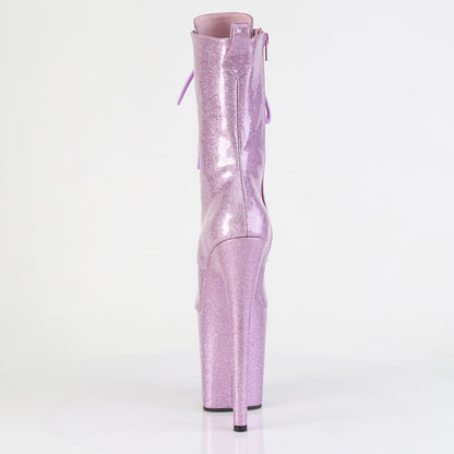 FLAMINGO-1041GP **8" Heel, 4" PF Peep Toe Lace-Up Ankle Boot, Side Zip
