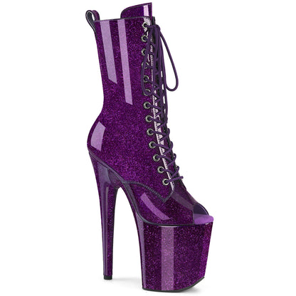 FLAMINGO-1041GP **8" Heel, 4" PF Peep Toe Lace-Up Ankle Boot, Side Zip