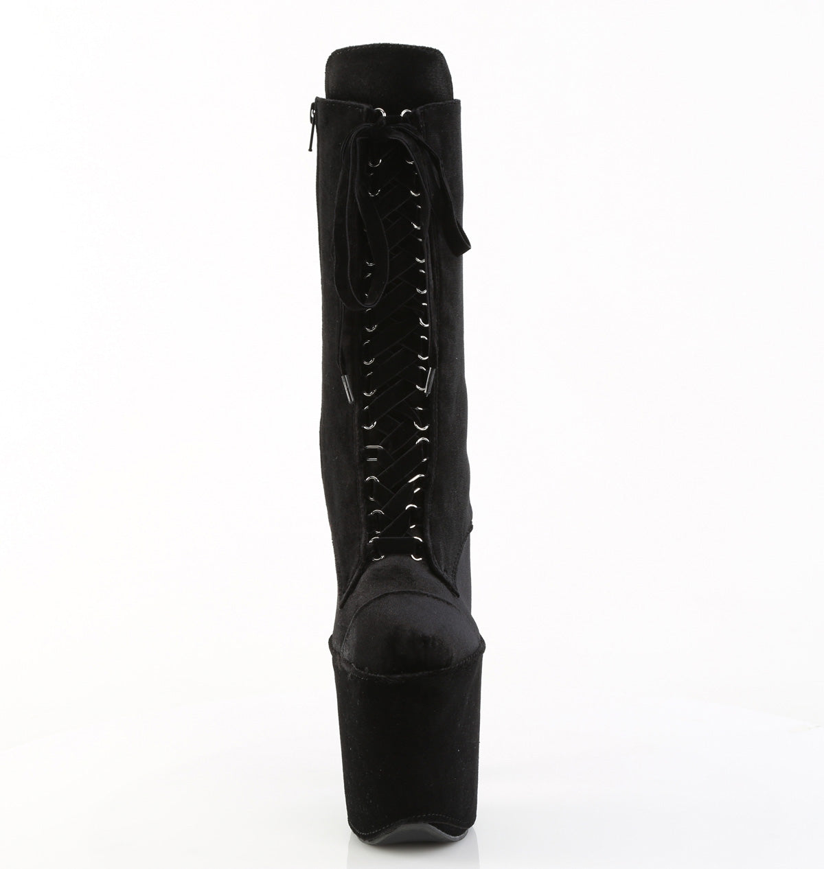 FLAMINGO-1045VEL 8" Heel, 4" PF Velvet Lace-Up Front Ankle Boot