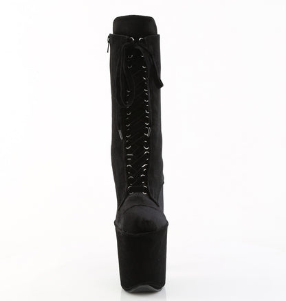 FLAMINGO-1045VEL 8" Heel, 4" PF Velvet Lace-Up Front Ankle Boot