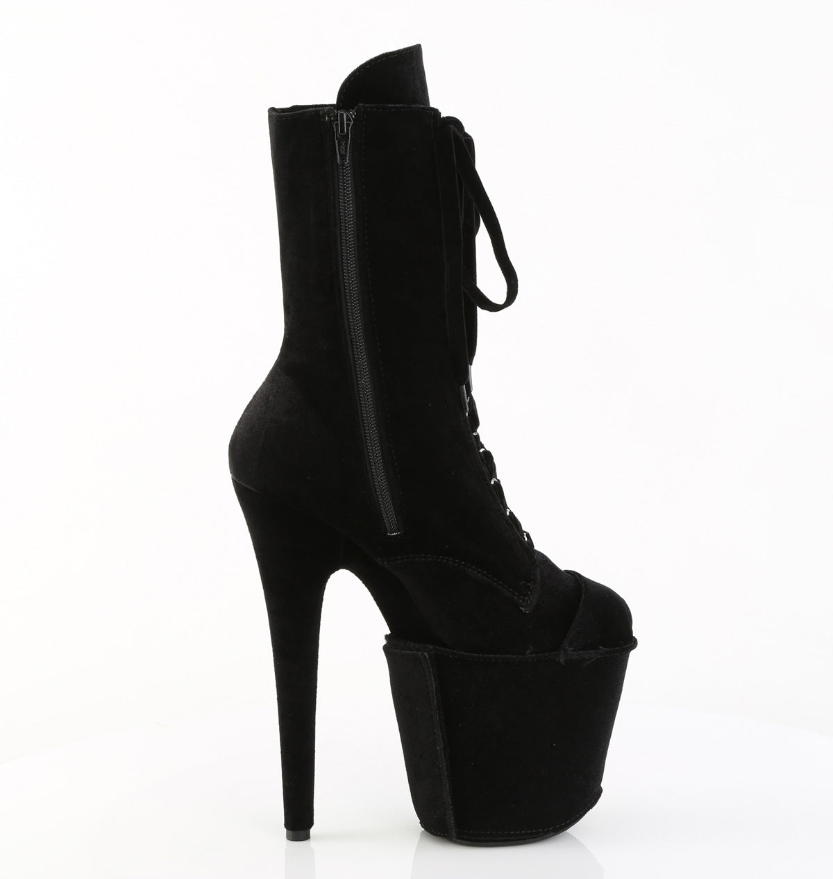 FLAMINGO-1045VEL 8" Heel, 4" PF Velvet Lace-Up Front Ankle Boot