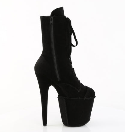 FLAMINGO-1045VEL 8" Heel, 4" PF Velvet Lace-Up Front Ankle Boot