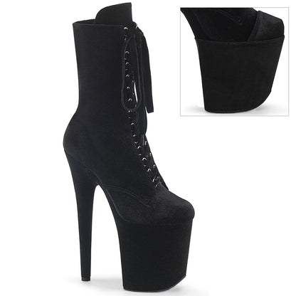 FLAMINGO-1045VEL 8" Heel, 4" PF Velvet Lace-Up Front Ankle Boot