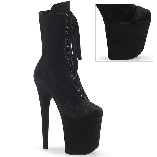 FLAMINGO-1045VEL 8" Heel, 4" PF Velvet Lace-Up Front Ankle Boot