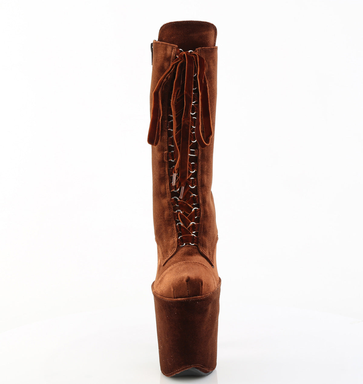 FLAMINGO-1045VEL 8" Heel, 4" PF Velvet Lace-Up Front Ankle Boot