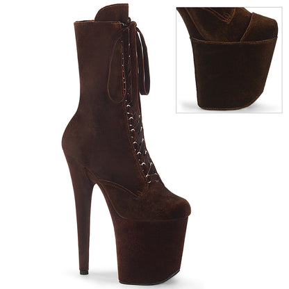 FLAMINGO-1045VEL 8" Heel, 4" PF Velvet Lace-Up Front Ankle Boot