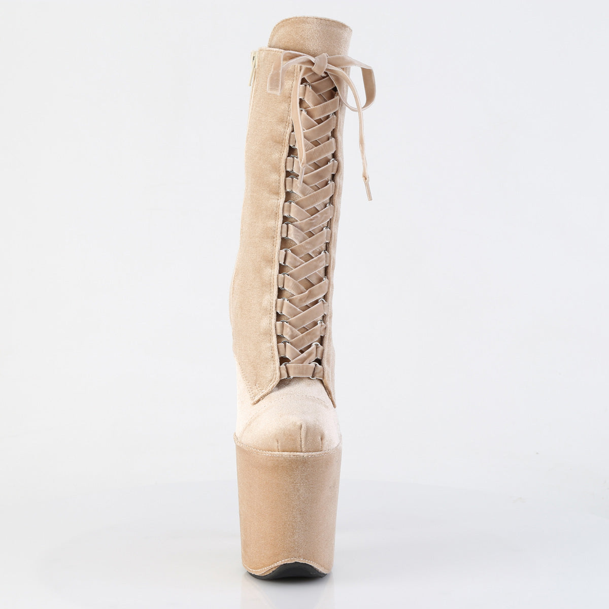 FLAMINGO-1045VEL *8" Heel, 4" PF Velvet Lace-Up Front Ankle Boot