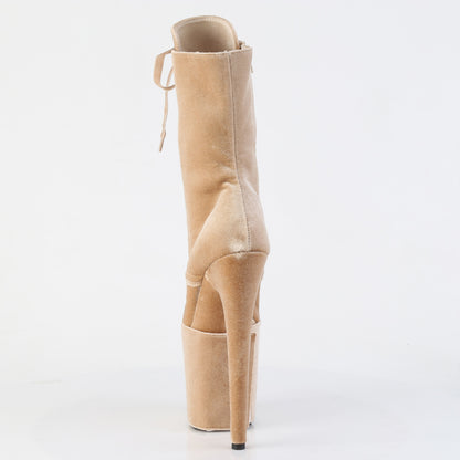 FLAMINGO-1045VEL *8" Heel, 4" PF Velvet Lace-Up Front Ankle Boot