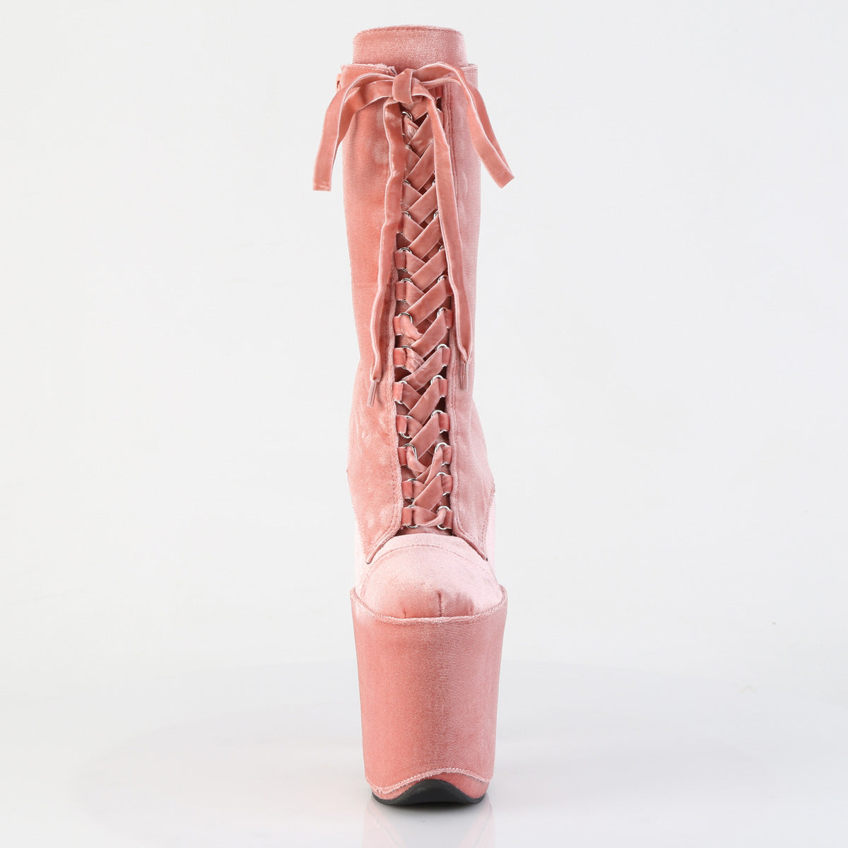 FLAMINGO-1045VEL *8" Heel, 4" PF Velvet Lace-Up Front Ankle Boot