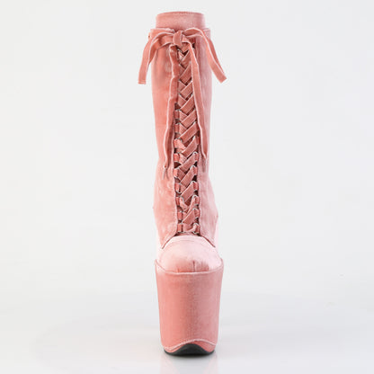 FLAMINGO-1045VEL *8" Heel, 4" PF Velvet Lace-Up Front Ankle Boot