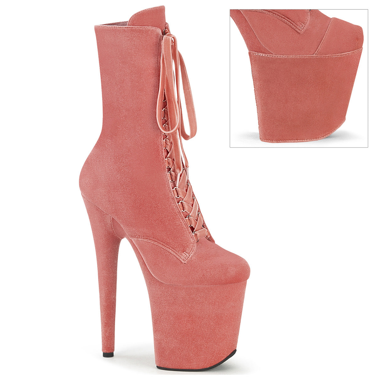 FLAMINGO-1045VEL *8" Heel, 4" PF Velvet Lace-Up Front Ankle Boot